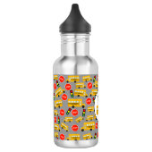 Gele schoolbus Stop Sign Traffic Lights Patroon Waterfles (Links)