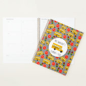 Gele schoolbus stoppen met tekenen leraar Yearly P Planner (Display)