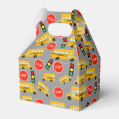 Gele schoolbus stoppen verkeerslicht bedankdoosjes (Achterkant)