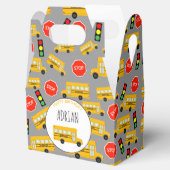 Gele schoolbus stoppen verkeerslicht bedankdoosjes (Geopend)