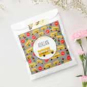 Gele schoolbus stoppen verkeerslicht bedankzakje (Gezegeld)