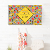 Gele schoolbus stoppen verkeerslicht spandoek (Insitu)