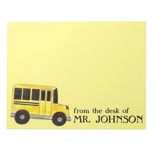 Gele schoolbus Stuurleraar Onderwijs Notitieblok (Voorkant)