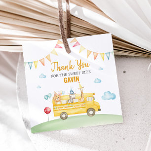 Gele schoolbus Verjaardagsfeest Plein Bedankjes Labels