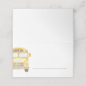 Gele schoolbus vult buffet in plaatskaartje (Buitenkant ongevouwen)