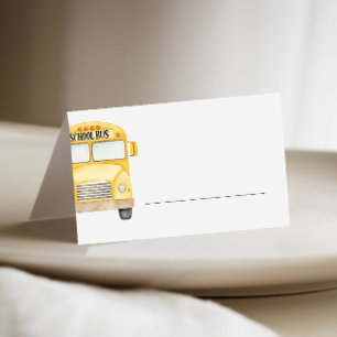 Gele schoolbus vult buffet in plaatskaartje