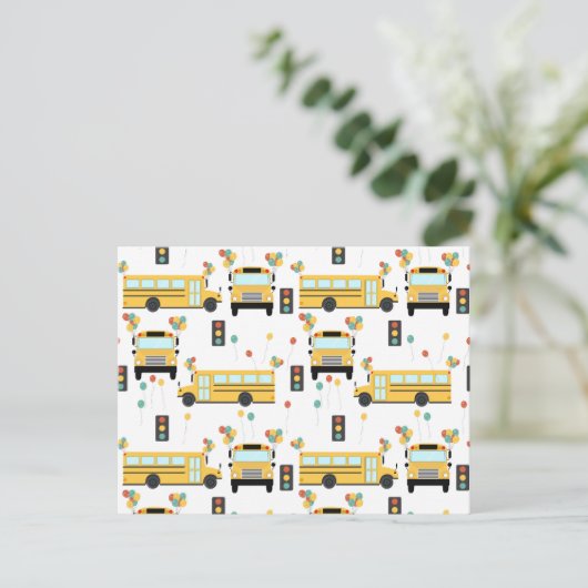 Gele schoolbusfeestklas feestdagenkaart (Staand voorkant)
