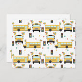 Gele schoolbusfeestklas feestdagenkaart (Voorkant / Achterkant)