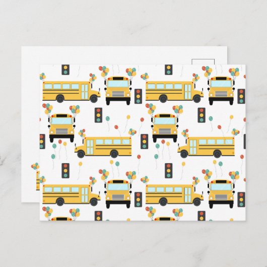 Gele schoolbusfeestklas feestdagenkaart (Voorkant / Achterkant)