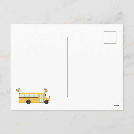 Gele schoolbusfeestklas feestdagenkaart (Achterkant)