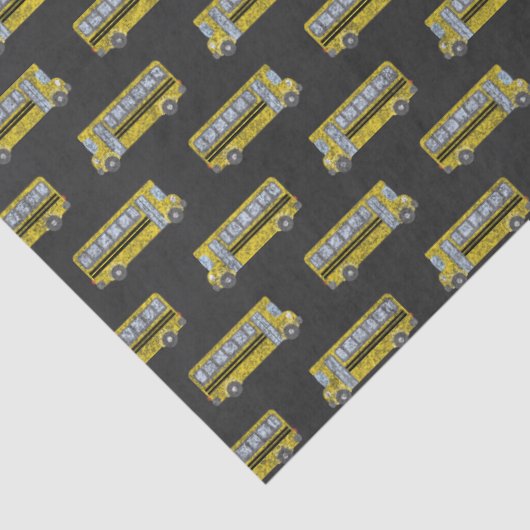 Gele schoolbussen op het scheurbord tissuepapier (Detail)