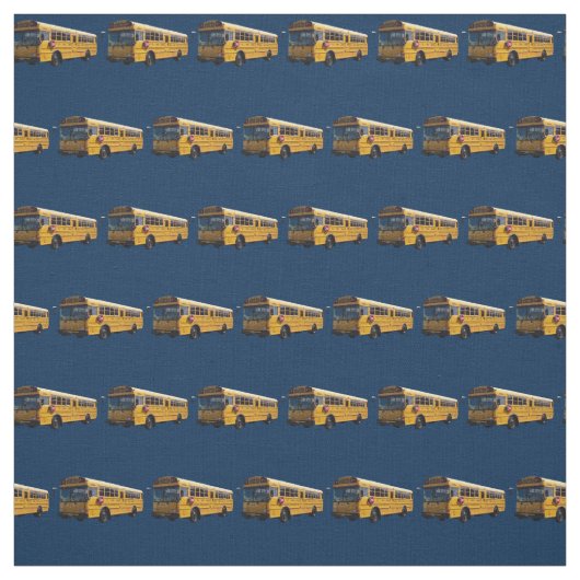 Gele schoolbussen op marine achtergrond stof (Swatch)
