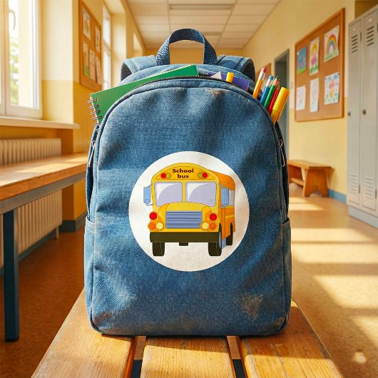 Gele schoolbusstickers ronde sticker