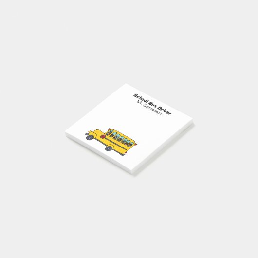 Gele schoolbuswaardering 3x3 post-it® notes (Schuin)