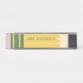 Gele schoolpotlooddocenten Gepersonaliseerd Bureau Naambordje (Voorkant)