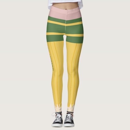 Gele schoolpotlooddocenten Gepersonaliseerd Leggings (Voorkant)