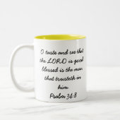 Gele schoonheid, O smaak en zie dat de LORD... Tweekleurige Koffiemok (Links)