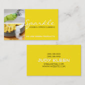 Gele schoonmaakbeurten voor thuisgebruik visitekaartje (Voorkant / Achterkant)