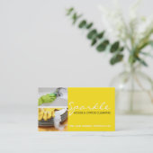 Gele schoonmaakbeurten voor thuisgebruik visitekaartje (Staand voorkant)