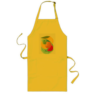 Gele schort met fruitlogo