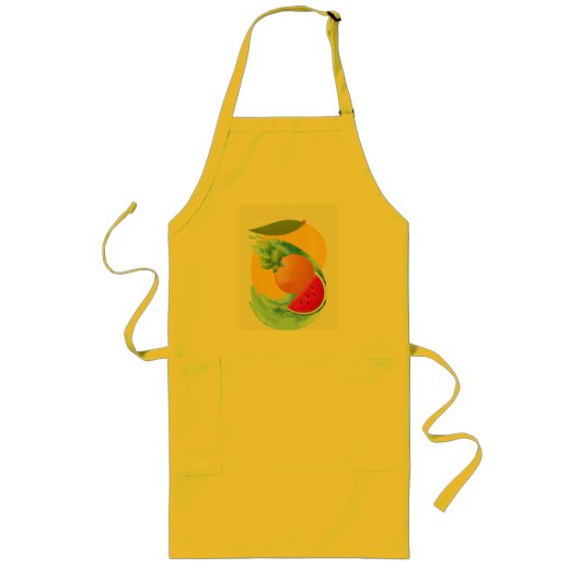 Gele schort met fruitlogo (Voorkant)