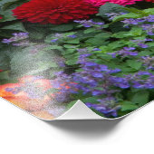 Gele schutting met bloementuin in foto afdruk (Hoek)