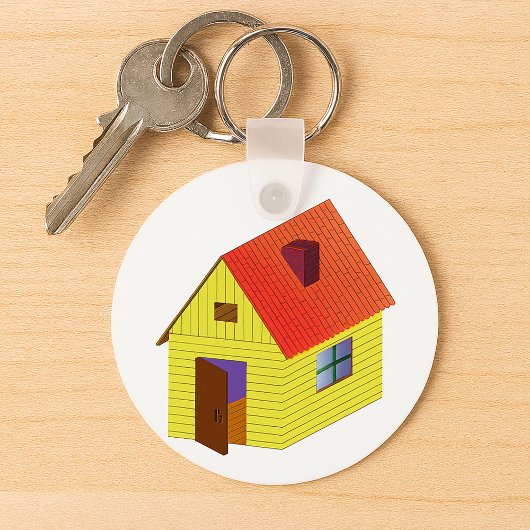 Gele schuurwoning sleutelhanger