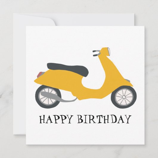 Gele scooter Birthday CUSTOMIZE IT-Kaart (Voorkant)