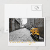 Gele scooter briefkaart (Voorkant / Achterkant)