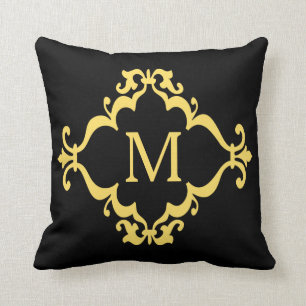 Gele Scroll Personalized Custom Monogram Pillow Kussen