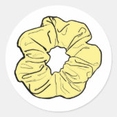 Gele scrunchie ronde sticker (Voorkant)