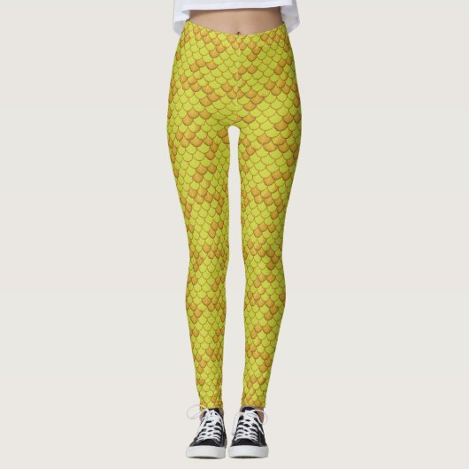 Gele Seashell Zeemeermin Schaal Leggings Ariel Sti (Voorkant)