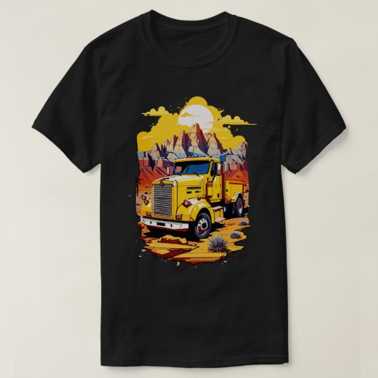 Gele Semi Truck T-shirt (Design voorkant)