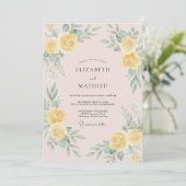 Gele Serene Botanische Bruiloft Kaart (Staand voorkant)