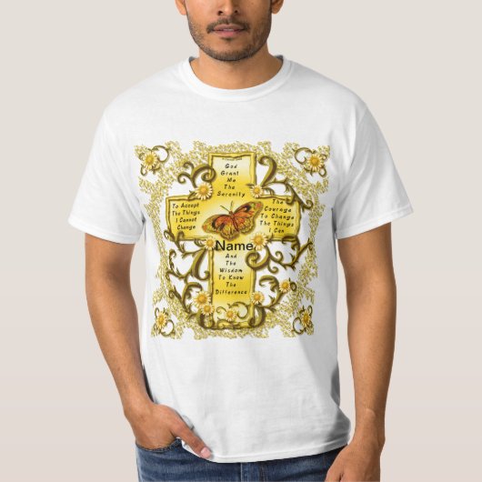Gele Serenity Cross T-shirt (Voorkant)