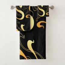 Gele set handdoekjes met patroonpatroon