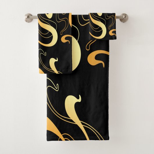 Gele set handdoekjes met patroonpatroon bad handdoek (Insitu)