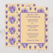Gele Shabby Chic Flower Pansy bruiloft uitnodiging (Voorkant / Achterkant)