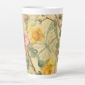 Gele Shabby Cottage Vlinder Latte Mok