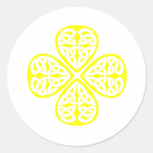 gele shamrock Keltische knoop Ronde Sticker