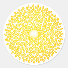 Gele Shining Sun Mandala Ronde Sticker
