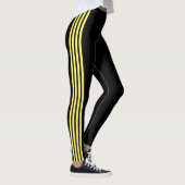 Gele Side Stripe Zwarte Leggings met uw kleuren (Rechts)
