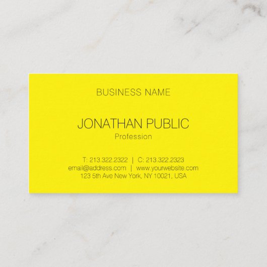 Gele Sjabloon Professional Modern Elegant Trendy Visitekaartje (Achterkant)