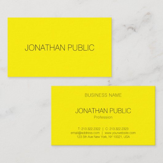 Gele Sjabloon Professional Modern Elegant Trendy Visitekaartje (Voorkant / Achterkant)