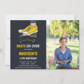 Gele Skateboards Verjaardag Uitnodigingen met Foto (Voorkant)