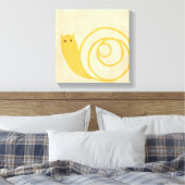 Gele slak op de achtergrond van Cream Canvas Afdruk (Insitu (Slaapkamer))