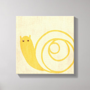 Gele slak op de achtergrond van Cream Canvas Afdruk