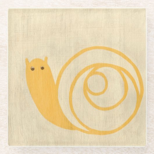 Gele slak op de achtergrond van Cream Glazen Onderzetter (Voorkant)