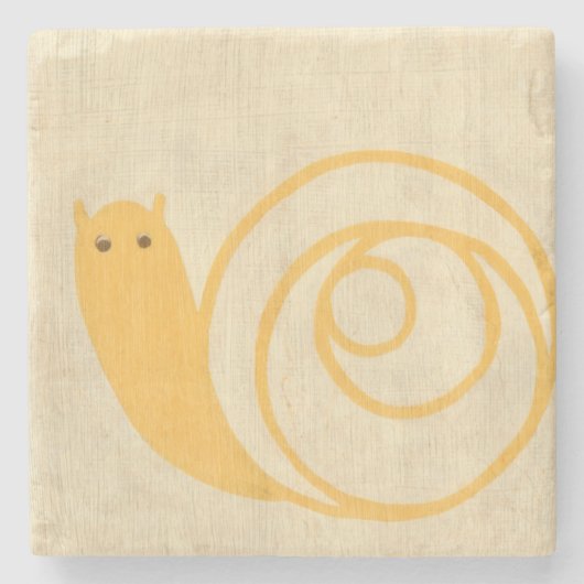 Gele slak op de achtergrond van Cream Stenen Onderzetter (Voorkant)