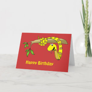 Gele slang in een boom Retiel Birthday Blank Card Kaart